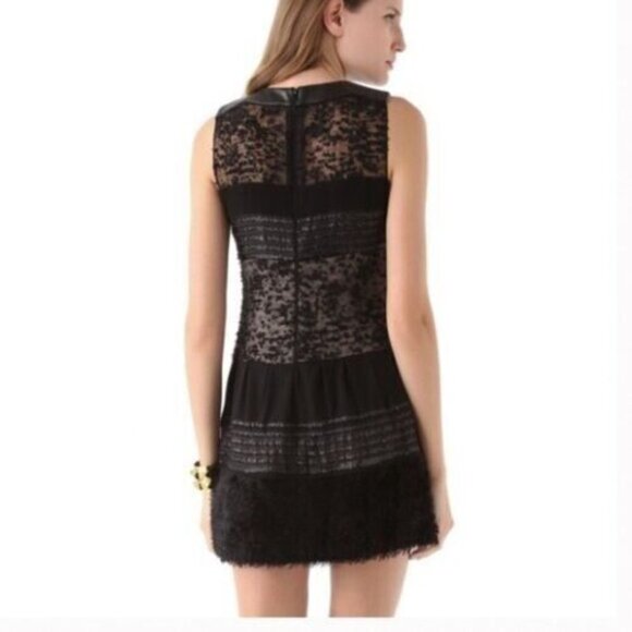 Diane Von Furstenberg Alty Astra Novelty Black Mini Dress Black Sz 4 Whimsy Goth - Picture 2 of 4